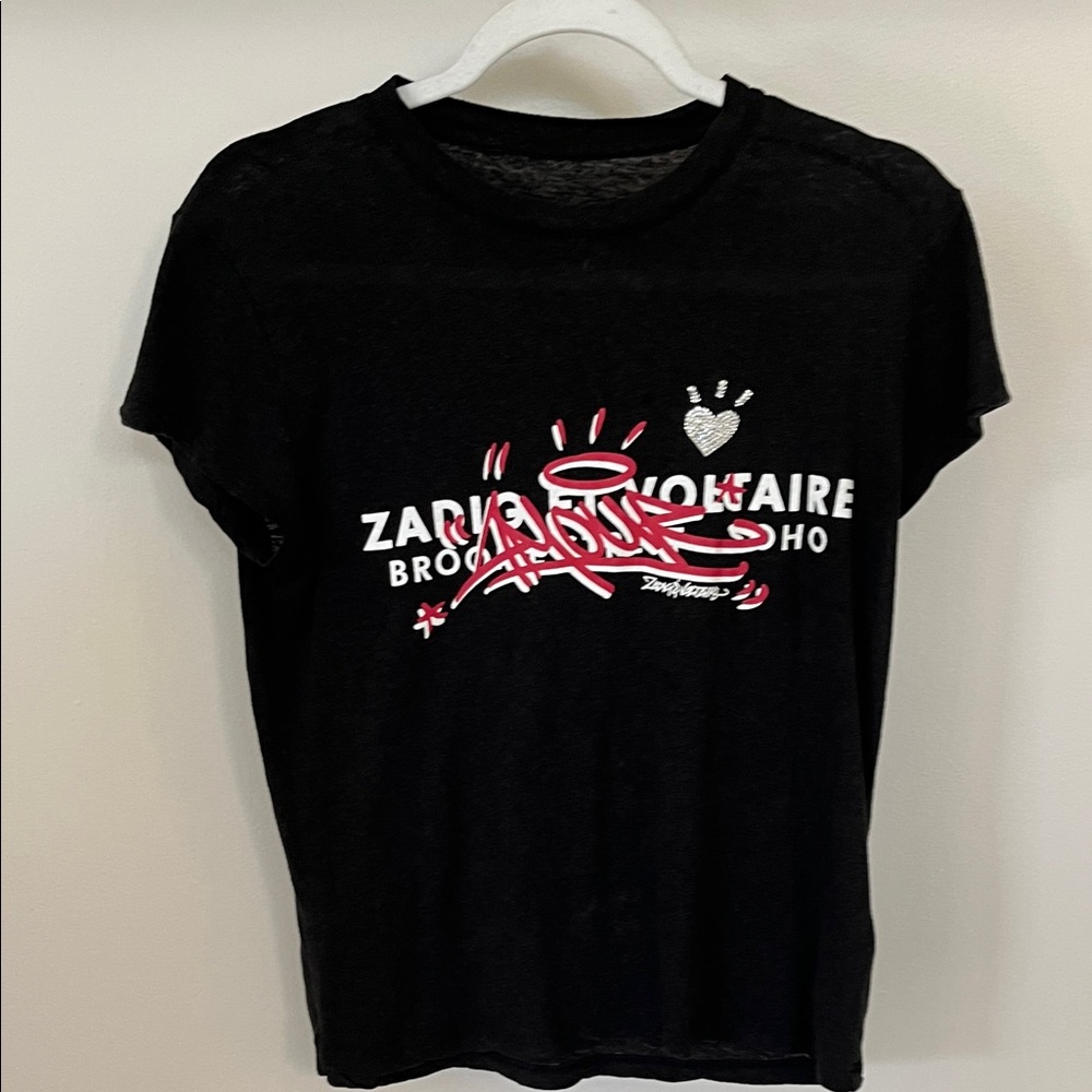 Zadig&Voltaire Graphic T-Shirt with Red and White Design Sz S